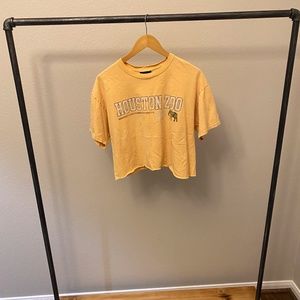 Houston Zoo T-shirt- Cropped, Yellow